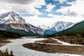 Athabasca River close view with Columbia Icefield