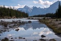 Athabasca River, Jasper National Park, Rocky Mountains, Alberta, Canada Royalty Free Stock Photo