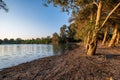 Athalassa Lake, Cyprus with beautifully lit water, and trees a beautiful sunny afternoon