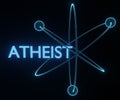 Atheist letter with illumination atom molecule