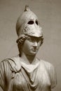 Athena. Antique sculptural bust in black and white, sepia