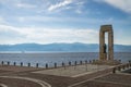 Athena goddess Statue and Monument to Vittorio Emanuele at Arena dello Stretto - Reggio Calabria, Italy Royalty Free Stock Photo