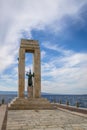 Athena goddess Statue and Monument to Vittorio Emanuele at Arena dello Stretto - Reggio Calabria, Italy Royalty Free Stock Photo