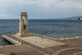 Athena goddess Statue and Monument to Vittorio Emanuele at Arena dello Stretto - Reggio Calabria, Italy Royalty Free Stock Photo