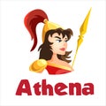 Athena greek goddess from ancient mythology. Female character with spear in armor. Woman with great power. Isolated vector Royalty Free Stock Photo