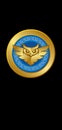 Athena greek gods logo circle owl gold medal