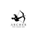 Athena Minerva Silhouette with , Royal archer Logo Design