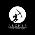 Athena Minerva Silhouette with , Royal archer Logo Design