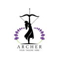 Athena Minerva Silhouette with , Royal archer Logo Design