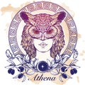 Athena sketch isolated on grunge background
