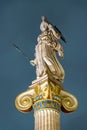 The Athena statue at night, the ancient goddess of philosophy placed at the Athens Academy, Greece Royalty Free Stock Photo