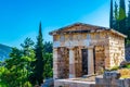 Athenian treasury at the ancient delphi site in Greece Royalty Free Stock Photo