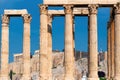 Athens Acropolis and columns of the Olympian Zeus temple Royalty Free Stock Photo