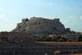 Athens Acropolis from the temple of Zeus site Royalty Free Stock Photo