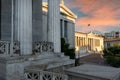 Athens, Atica, Greece. The University of Athens neoclassical building as seen from the National Library of Greece Royalty Free Stock Photo
