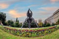 Athens, Attica, Greece. Monument of National Reconciliation sculpture at Klathmonos square