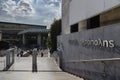 Athens, Attica / Greece - October 21, 2018: Exterior view of the new Acropolis Museum in Athens Dionysiou Areopagitou Street. Su