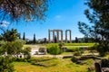 Panoramic view of Temple of Olympian Zeus, known as Olympieion at Leof Andrea Siggrou street in ancient city center old town