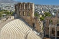 Interior view to the Odeon of Herodes Atticus Herodion greek ancient theater as seen from the archaeological site of Acropolis Royalty Free Stock Photo