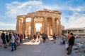 Athens, Attica, Greece - Sep 1, 2021: The Propylaea was the monumental gateway to the Acropolis of Athens