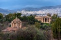 Athens, Attica, Greece. The Temple of Hephaestus or Hephaisteion also Hephesteum is an ancient greek temple located at the archa Royalty Free Stock Photo