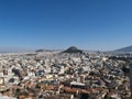 Athens city and Lykavitos hill Royalty Free Stock Photo