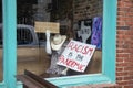 Hand-drawn anti-racist signs on display in the front window of a lounge in downtown Athens  Georgia. Royalty Free Stock Photo