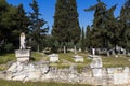 Funeral architecture on the First Cemetery of Athens Royalty Free Stock Photo