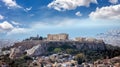 Athens, Greece. Acropolis and Parthenon temple landmark. Ancient ruins, view from Lycabettus Hill Royalty Free Stock Photo