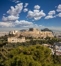 Athens, Greece. Acropolis and Parthenon temple from Philopappos Hill Royalty Free Stock Photo