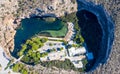 Athens Greece. Aerial drone view of Vouliagmeni lake