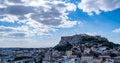 Athens, Greece, Aerial view of the city, Acropolis hill and Parthenon Royalty Free Stock Photo