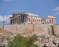 Athens Greece, ancient temple on acropolis hill, view from the south Royalty Free Stock Photo