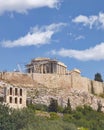 Athens Greece, ancient temple on acropolis hill, view from the south Royalty Free Stock Photo