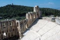 Ancient stone theater with marble steps of Odeon of Herodes Atticus on the southern slope of the Acropolis. Royalty Free Stock Photo