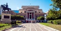 Athens, Greece: April 17. 2018: Bronze statue of Theodoros Kolokotronis by Lazaros Sochos, in front of the old Parliament House n