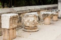 Remains of capitals of ancient columns at the Stoa of Attalos in Athens