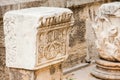 Remains of capitals of ancient columns at the Stoa of Attalos in Athens