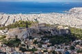 Athens, Greece. Athens Acropolis and city aerial view from Lycavittos hill