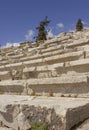 Architectural close up of the stone steps of the Theatre of Dionysus ruin in Athens, Greece Royalty Free Stock Photo