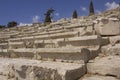 Architectural close up of the stone steps of the Theatre of Dionysus ruin in Athens, Greece Royalty Free Stock Photo