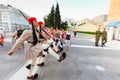 ATHENS, GREECE, August 17,2013: Greek soldiers Evzones dressed in full dress retro military uniform