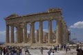 The Parthenon temple under renovation works in Athens acropolis