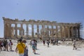 People on the Athen Acropolis with Partheon behind Royalty Free Stock Photo
