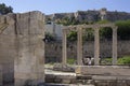 on the site of the ruins of Hadrian library in Athens