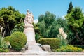 Statue of Lord Byron with green trees in Athens, Greece Royalty Free Stock Photo
