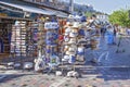 Tourists shop and sightsee the stores, marketplace and stalls selling gifts in the Monastiraki Royalty Free Stock Photo