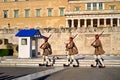 Athens Greece. Changing of the guard in Syntagma square in front of the Hellenic Parliament