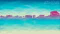 Athens Greece City Europe Skyline Vector Silhouette. Broken Glass Abstract Geometric Dynamic Textured. Banner Background. Colorful