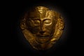 ATHENS, GREECE, 12 DECEMBER 2021 Agamemnon Golden mask in the National archaelogical museum Royalty Free Stock Photo